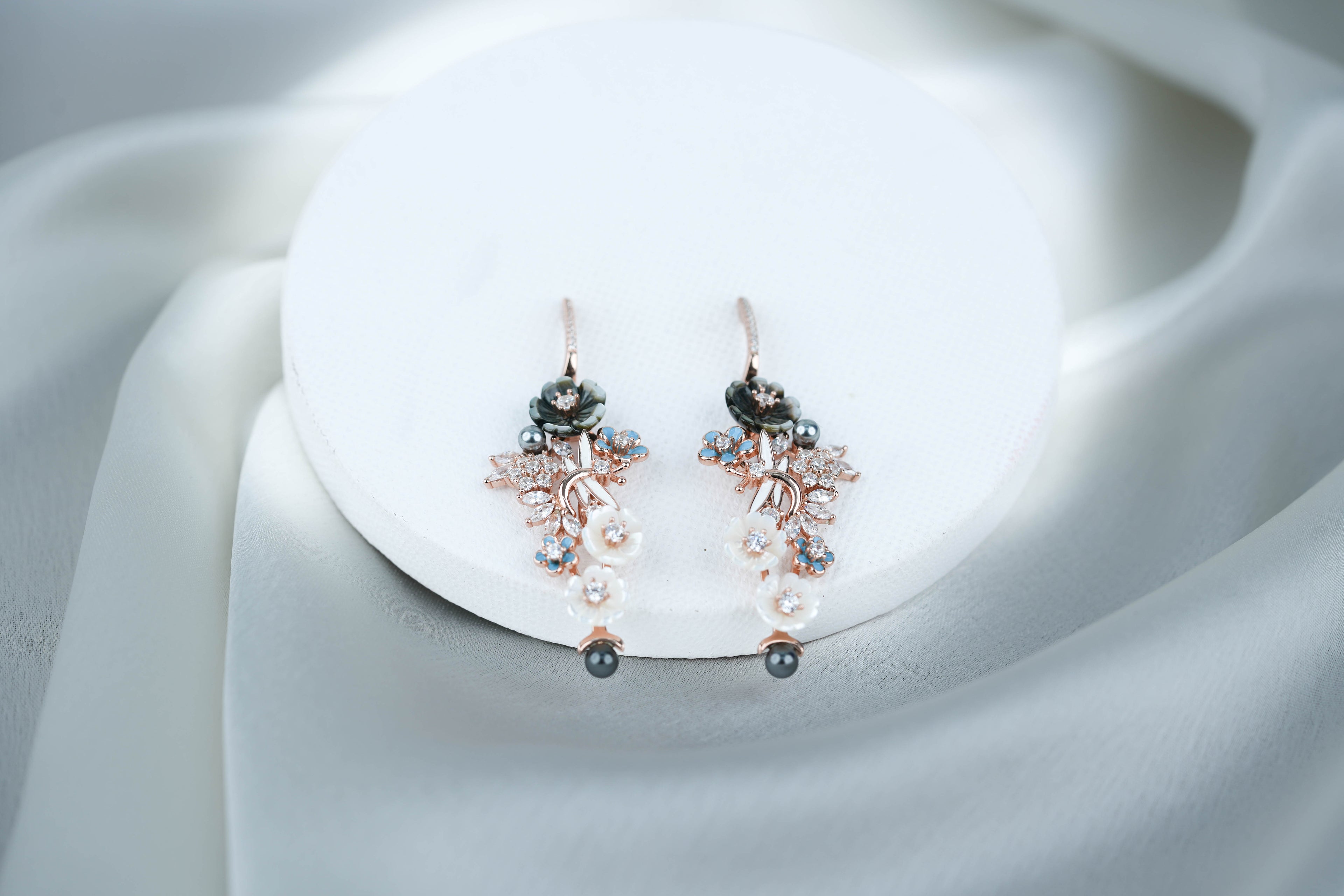 Floral Black Stud