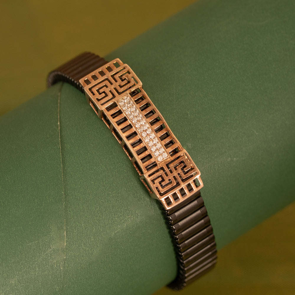 Black Stretchable Rose Gold Bracelet
