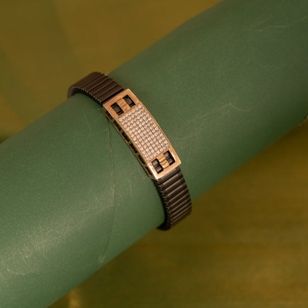 Black Stretchable Rose Gold Bracelet