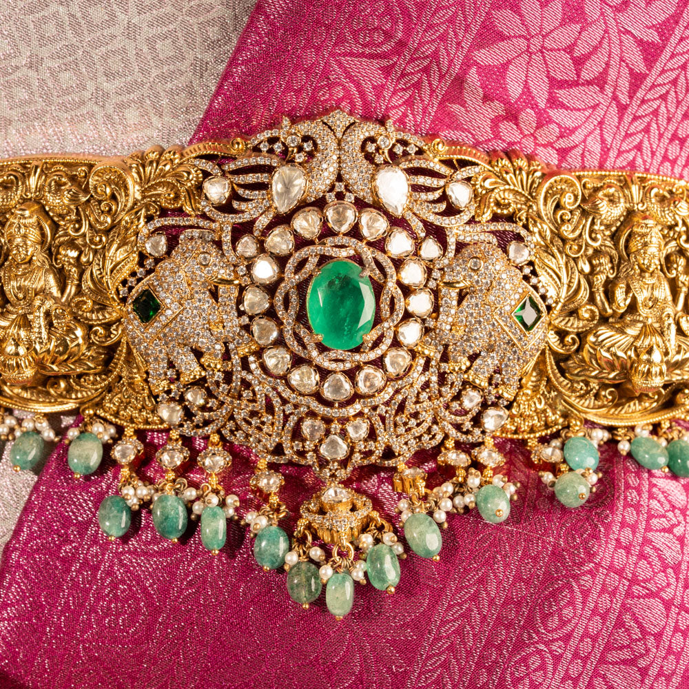 Marakata Lakshmi Moissanite Oddiyanam