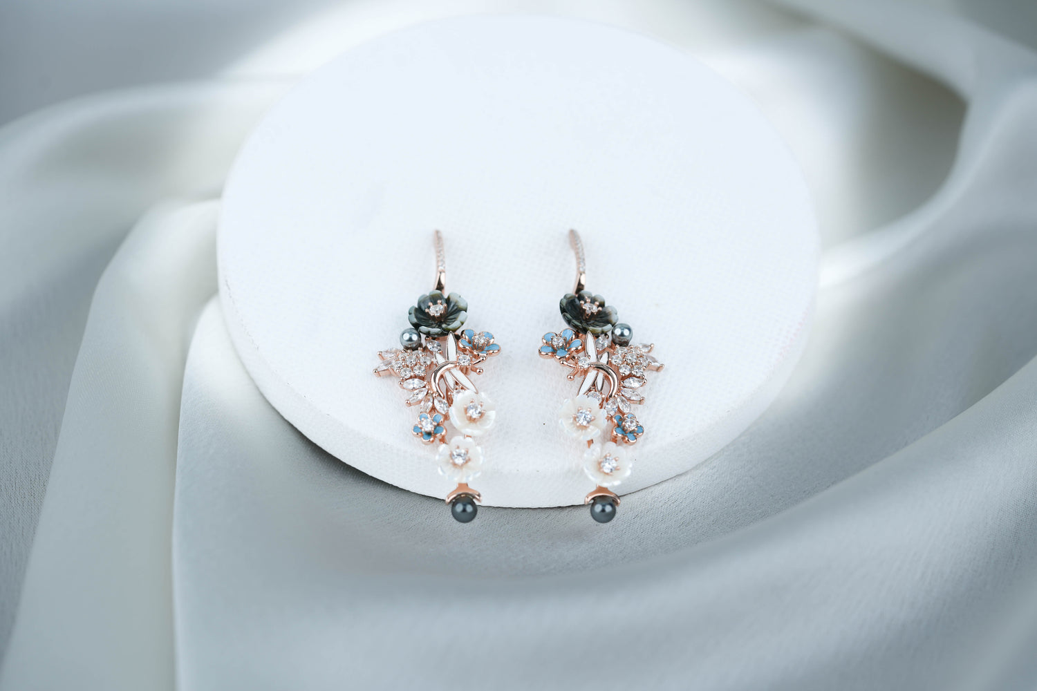 Floral Black Stud