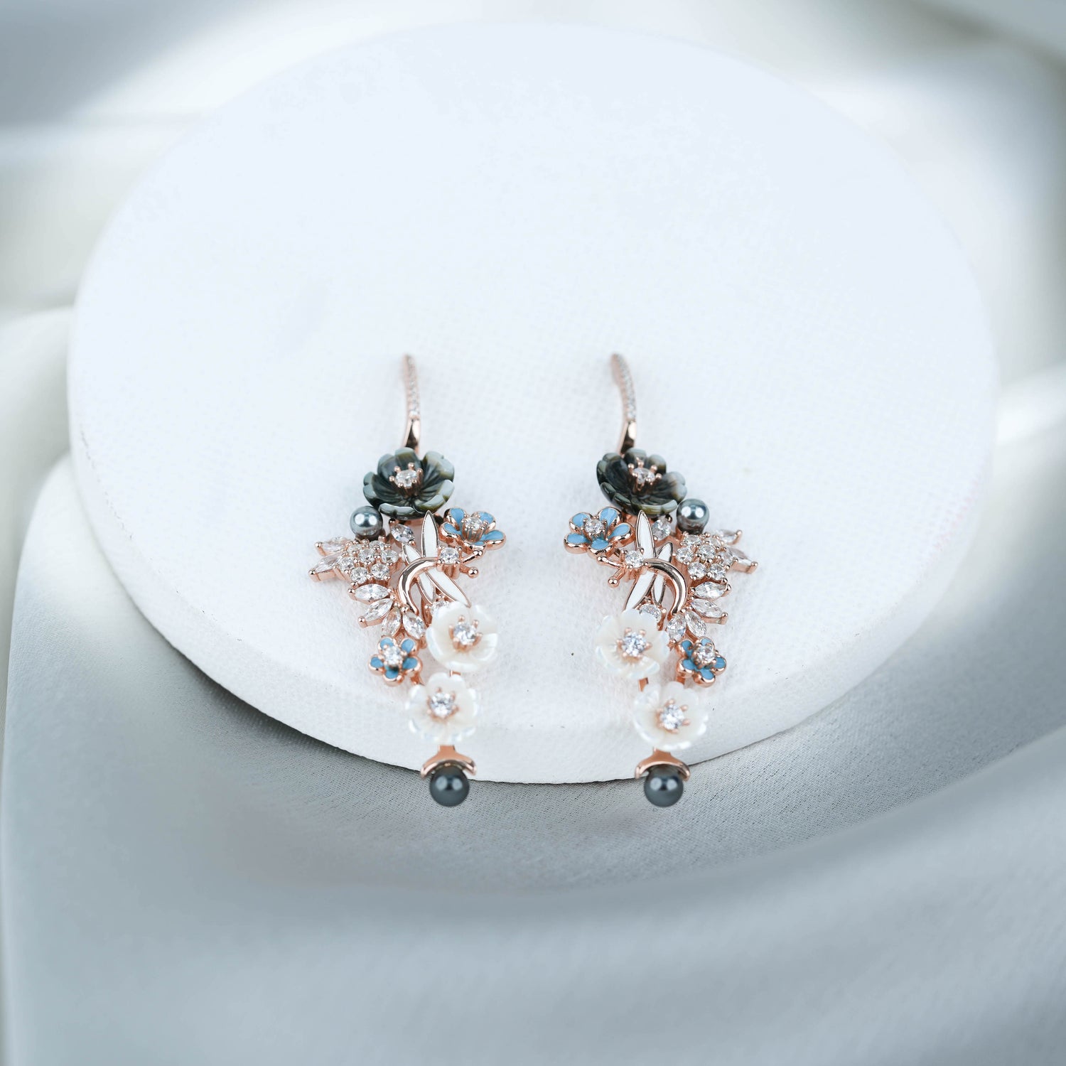 Floral Black Stud