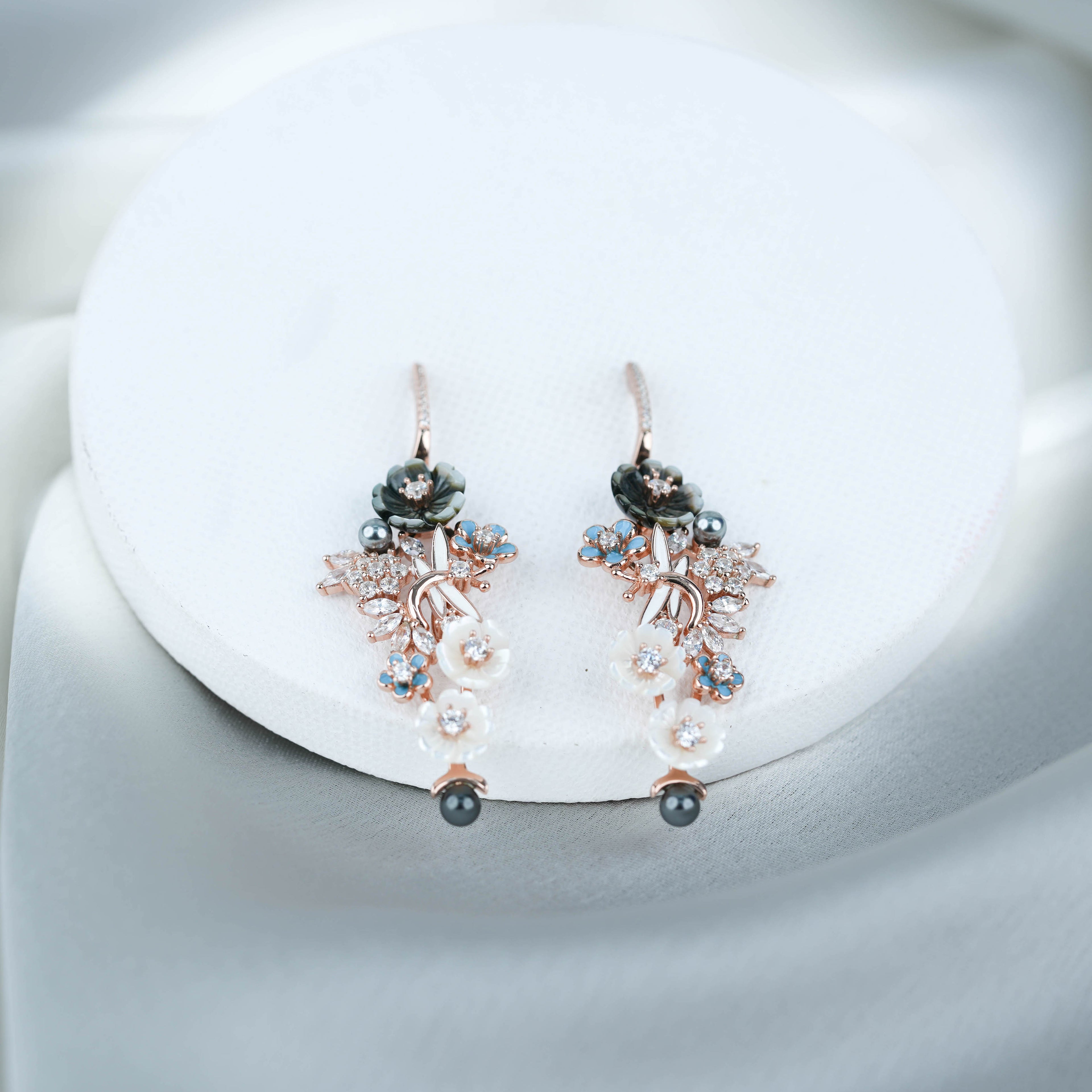 Floral Black Stud