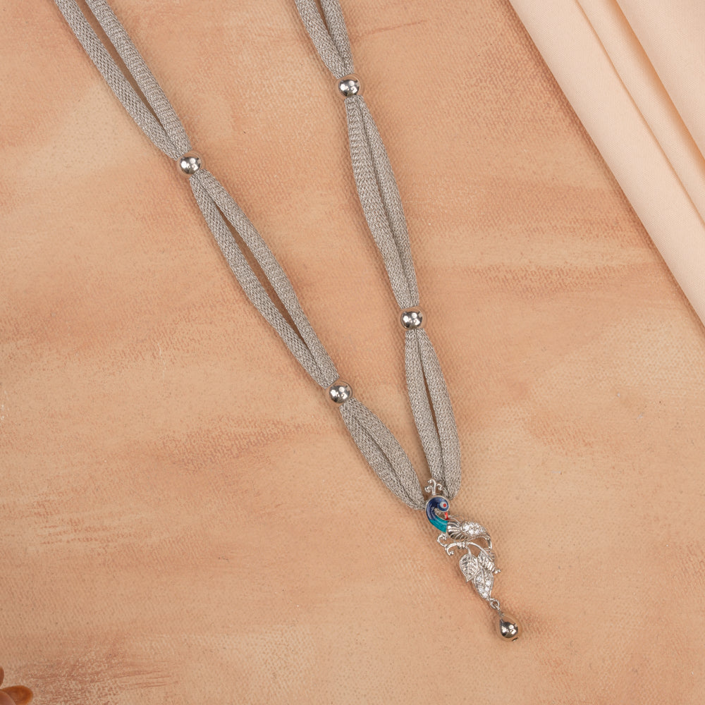 Peacock - Silver Mesh chain