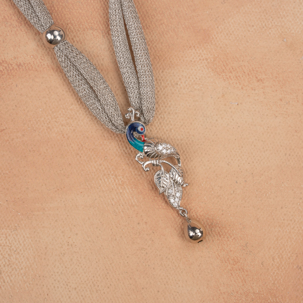 Peacock - Silver Mesh chain
