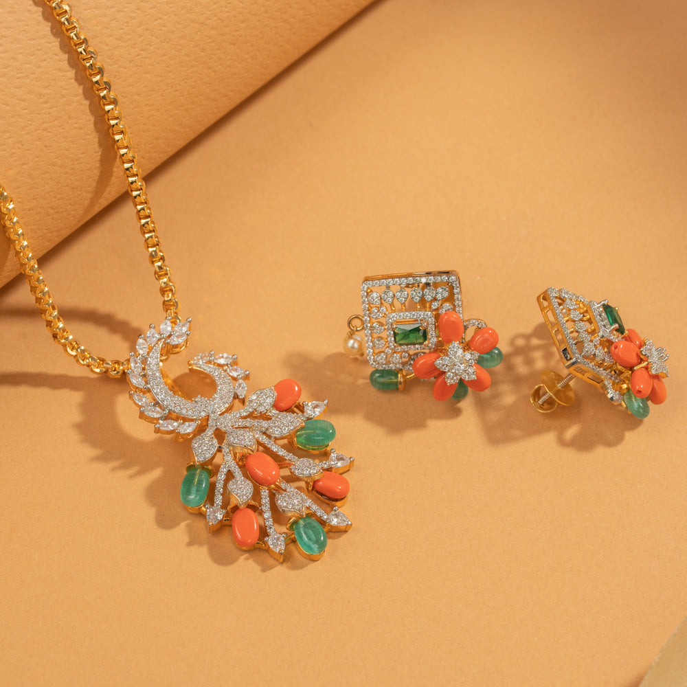 Zircon Studs &amp; Pendant