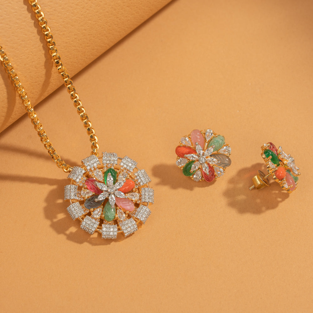 Zircon Studs &amp; Pendant