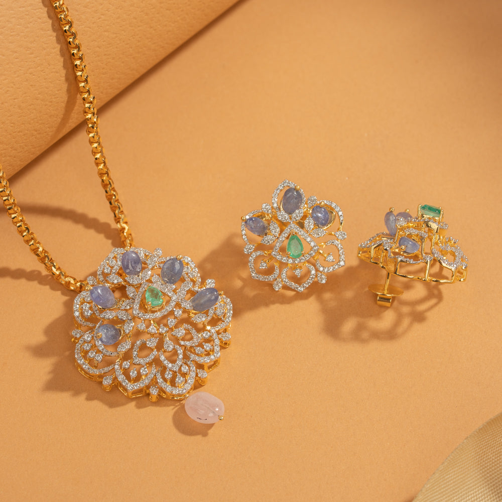 Zircon Studs &amp; Pendant