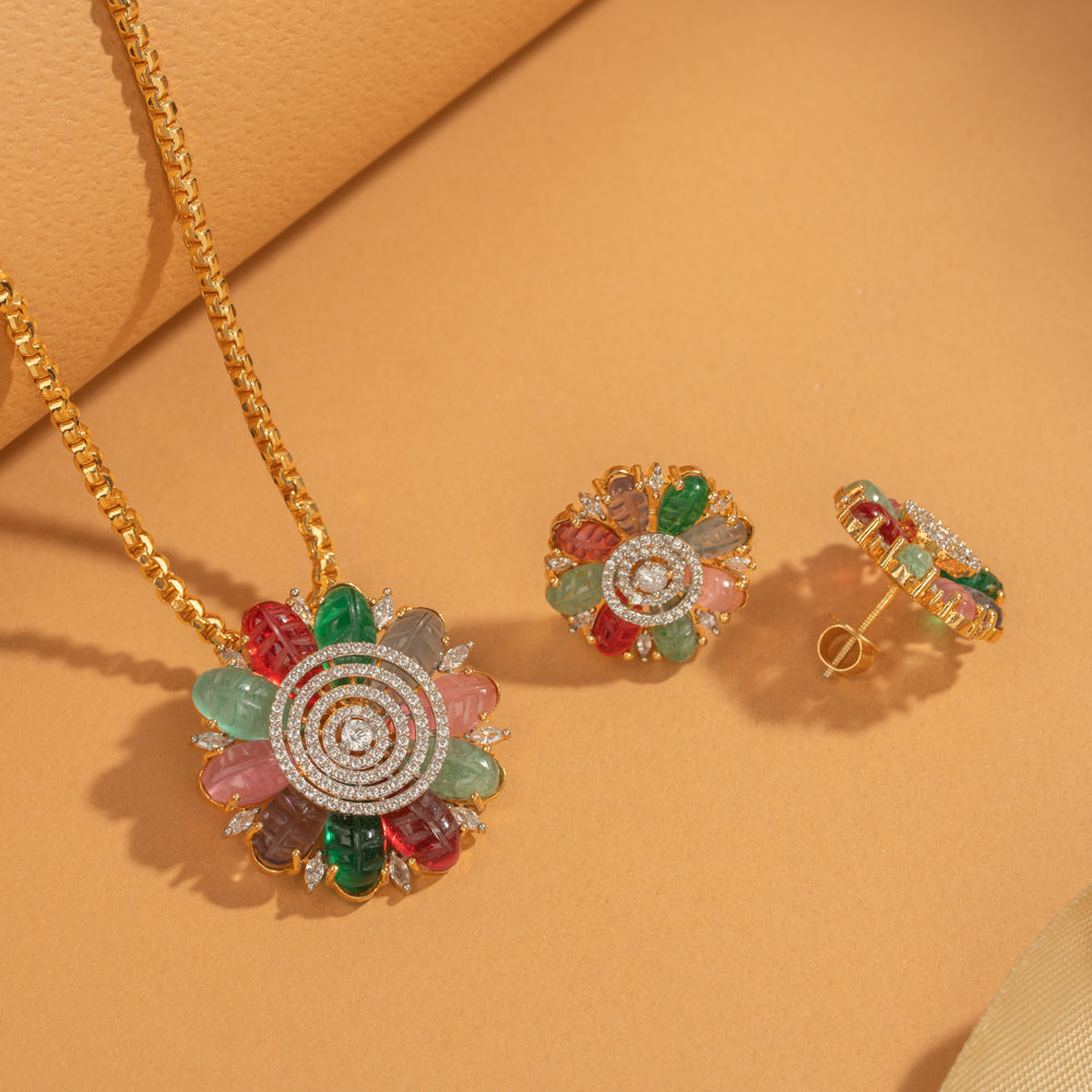 Zircon Studs &amp; Pendant