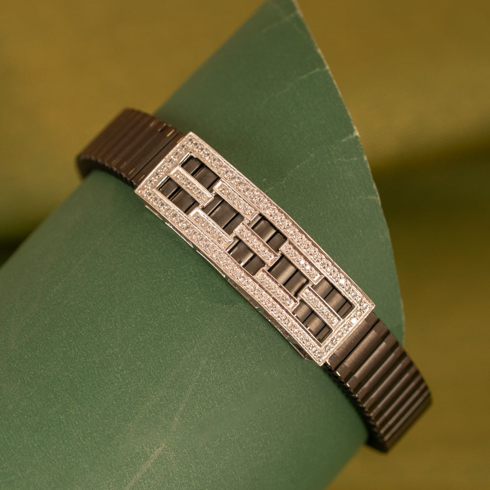 Black Stretchable Silver Bracelet