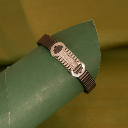 Black Stretchable Silver Bracelet