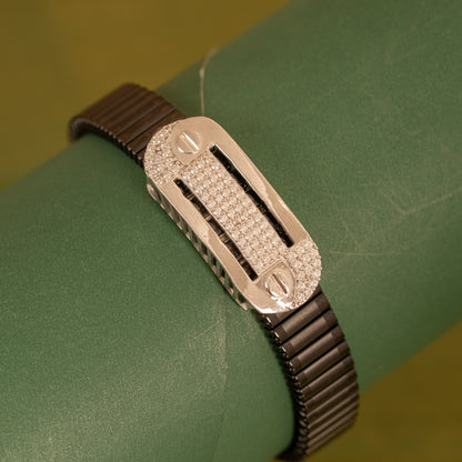 Black Stretchable Silver Bracelet