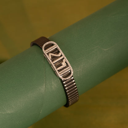 Black Stretchable Silver Bracelet
