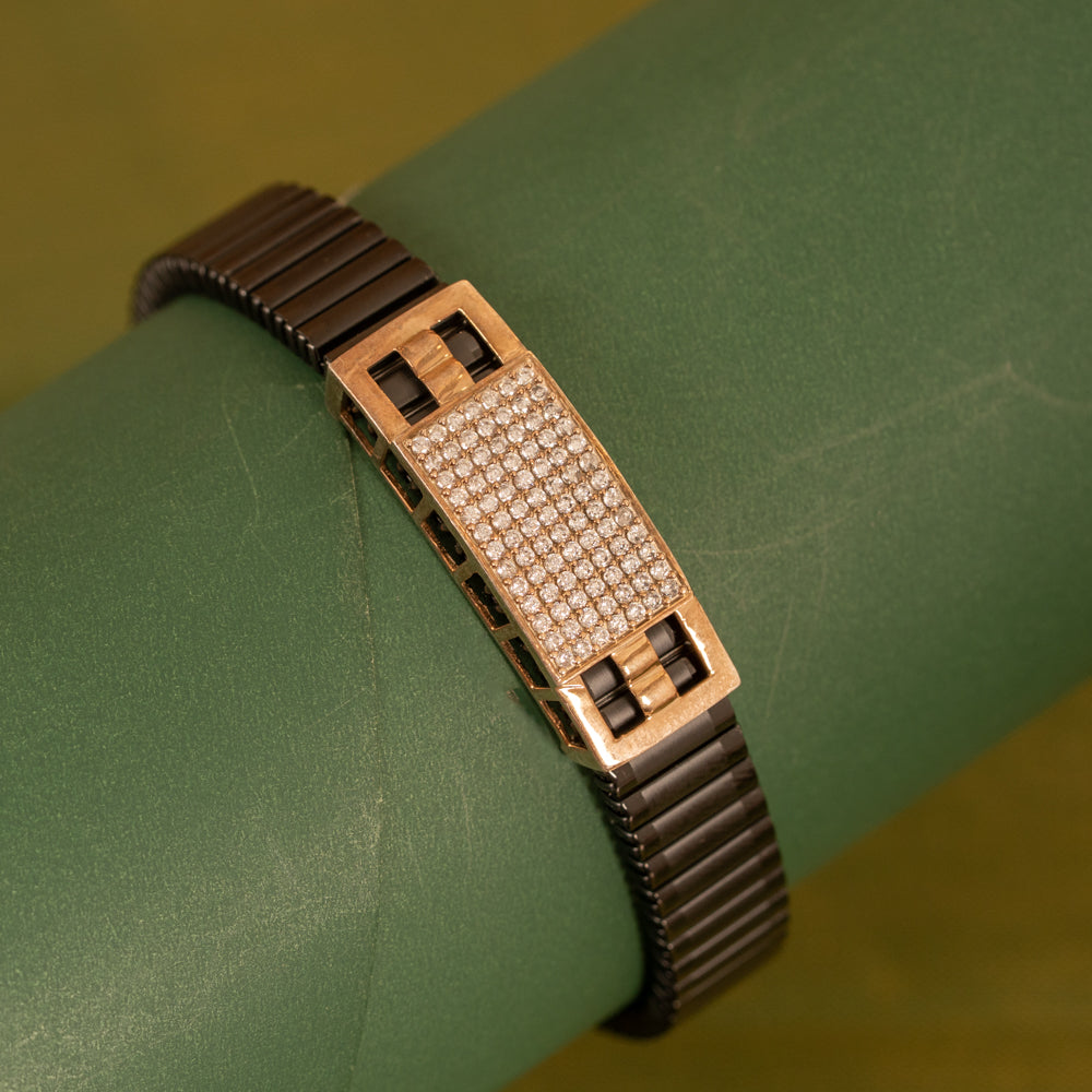 Black Stretchable Rose Gold Bracelet