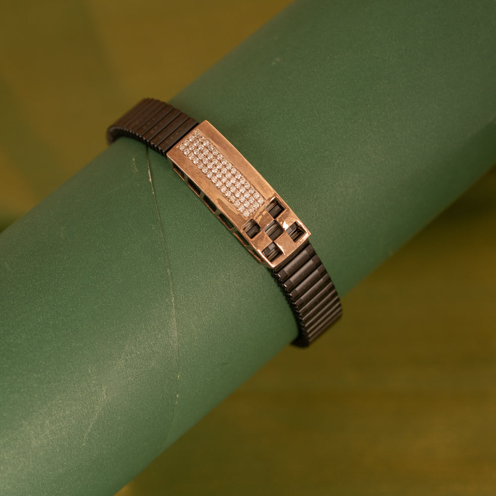 Black Stretchable Rose Gold Bracelet