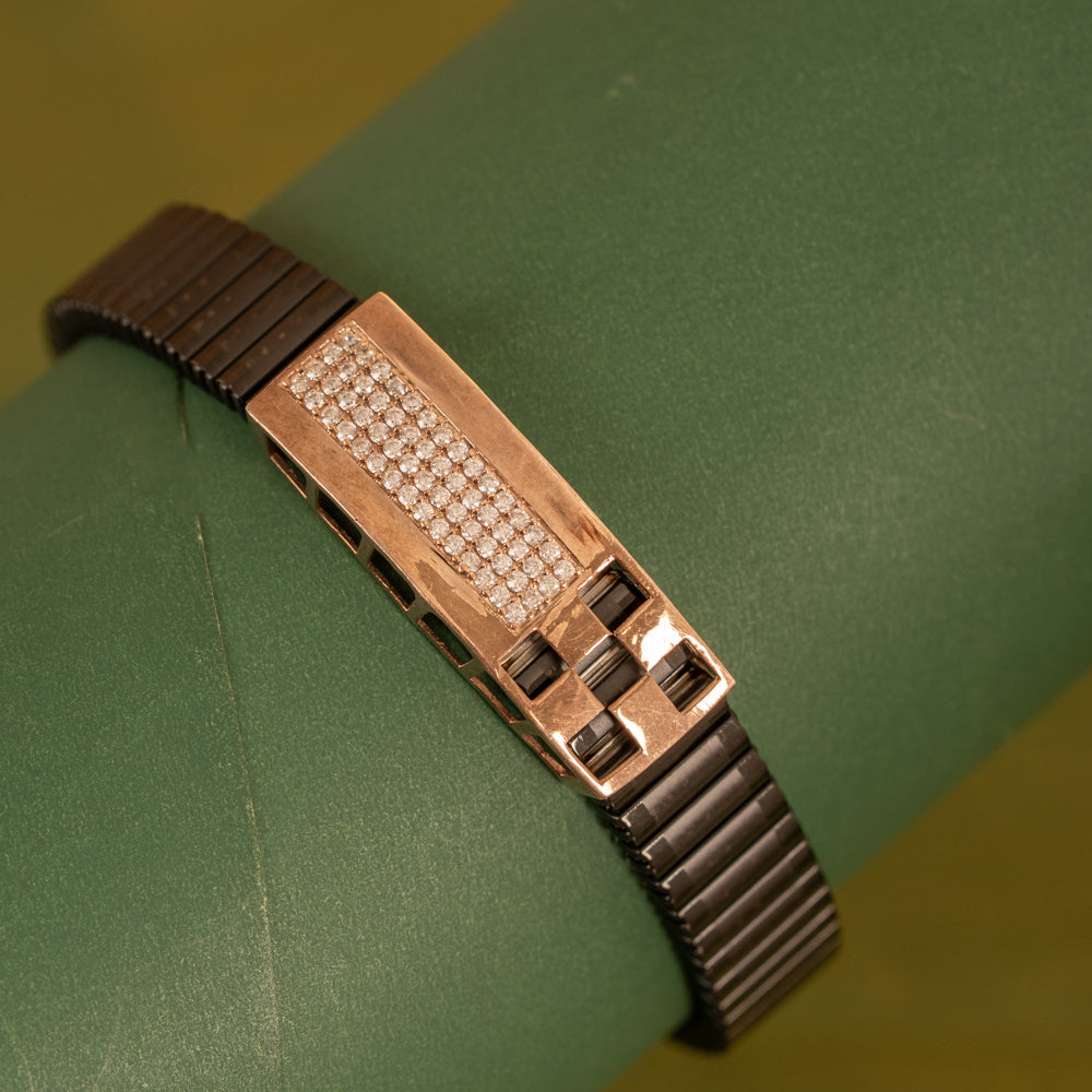 Black Stretchable Rose Gold Bracelet