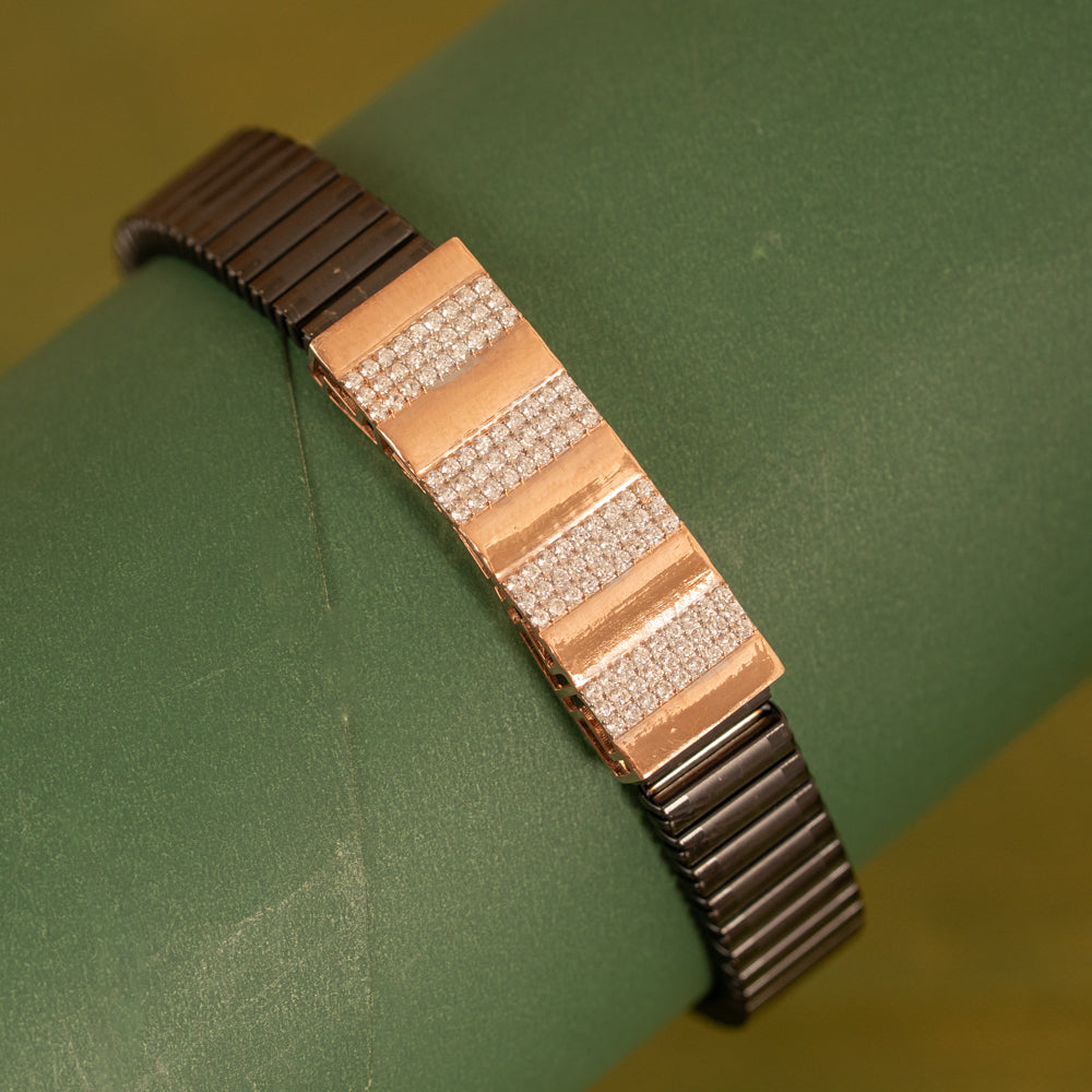 Black Stretchable Rose Gold Bracelet