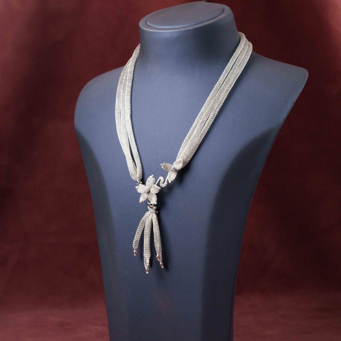 Silver Mesh Chain with Studs