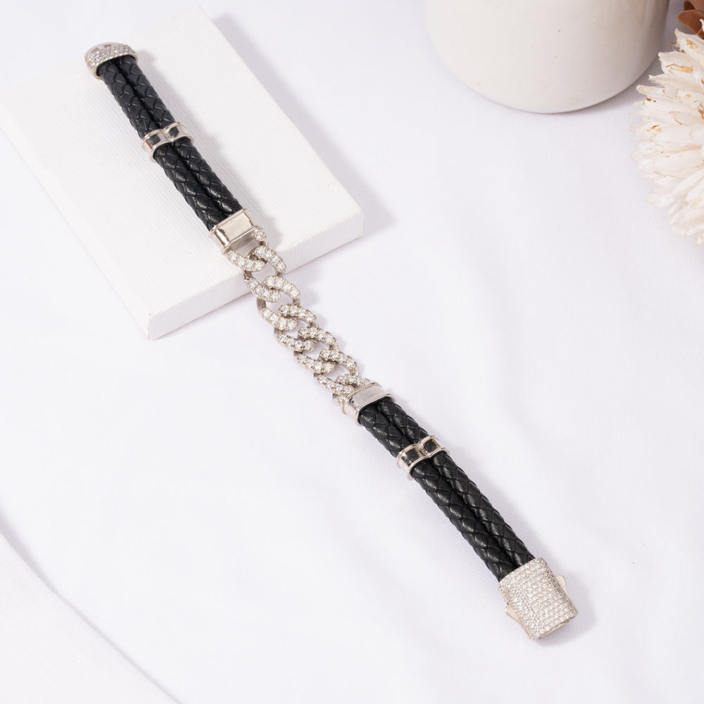 Black Buckle Leather Bracelet