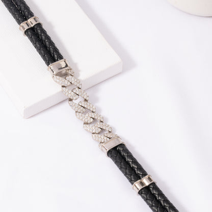 Black Buckle Leather Bracelet